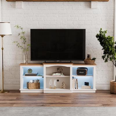 Entertainment Center with LED Lighting for TVs up to 80", White