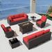 Patio Furniture Sectional Sofa Set, PE Rattan Swivel Rocking Chairs Patio Conversation Set