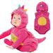 TUOBARR Toddler Baby Girls Boys Dinosaur Cosplay Halloween Romper Costume Cute Dinosaur Jumpsuit 0-24M Pink