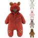 Baby Boys Girls Bear Ears Costume Winter Autumn Warm Flannel Romper Toddler Animal Hooded Jumpsuit Newborn Infant Jumpsuit Red 3-9 Months