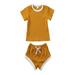 Seyurigaoka Seyurigaoka Infant Baby Clothes Short Sleeve Tops T-shirt and Shorts Pants Ribbed Outfits