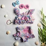 TOPGOD Baby Girl s Mermaid Swimsuit Sets Fish Scales Bathing Suit Bikini Sunsuit Costume Clothes Set