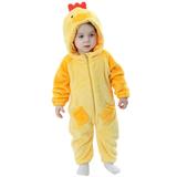 Phenas Flannel Chick Costume for Baby Girls and Boys Easter Cute Animal Costume Toddler Boys Girl Chicken Romper Jumpsuit