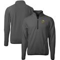 Men's Cutter & Buck Gray/Black Baldwin Wallace Yellow Jackets Cascade Eco Sherpa Fleece Quarter-Zip Pullover Jacket