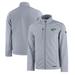 Men's Cutter & Buck Gray North Texas Mean Green Evoke Eco Softshell Recycled Full-Zip Jacket