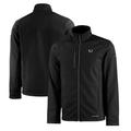 Men's Cutter & Buck Black Miami Hurricanes Evoke Eco Softshell Recycled Full-Zip Jacket