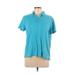 Lands' End Short Sleeve Polo Shirt: Blue Tops - Women's Size Large