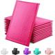 Bubble Mailers 100 Pack, Metallic Foil Bubble Mailer Waterproof Self Seal Shipping Gold Silver Black or Pink, Padded Envelopes for Mailing Packaging (Pink, 260x350mm)