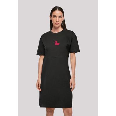 Shirtkleid F4NT4STIC "Ente Magenta", Damen, Gr. XL, schwarz, Obermaterial: 100% Baumwolle, casual, oversize, Rundhals, Kurzarm ohne Bündchen, Kleider, Print Image
