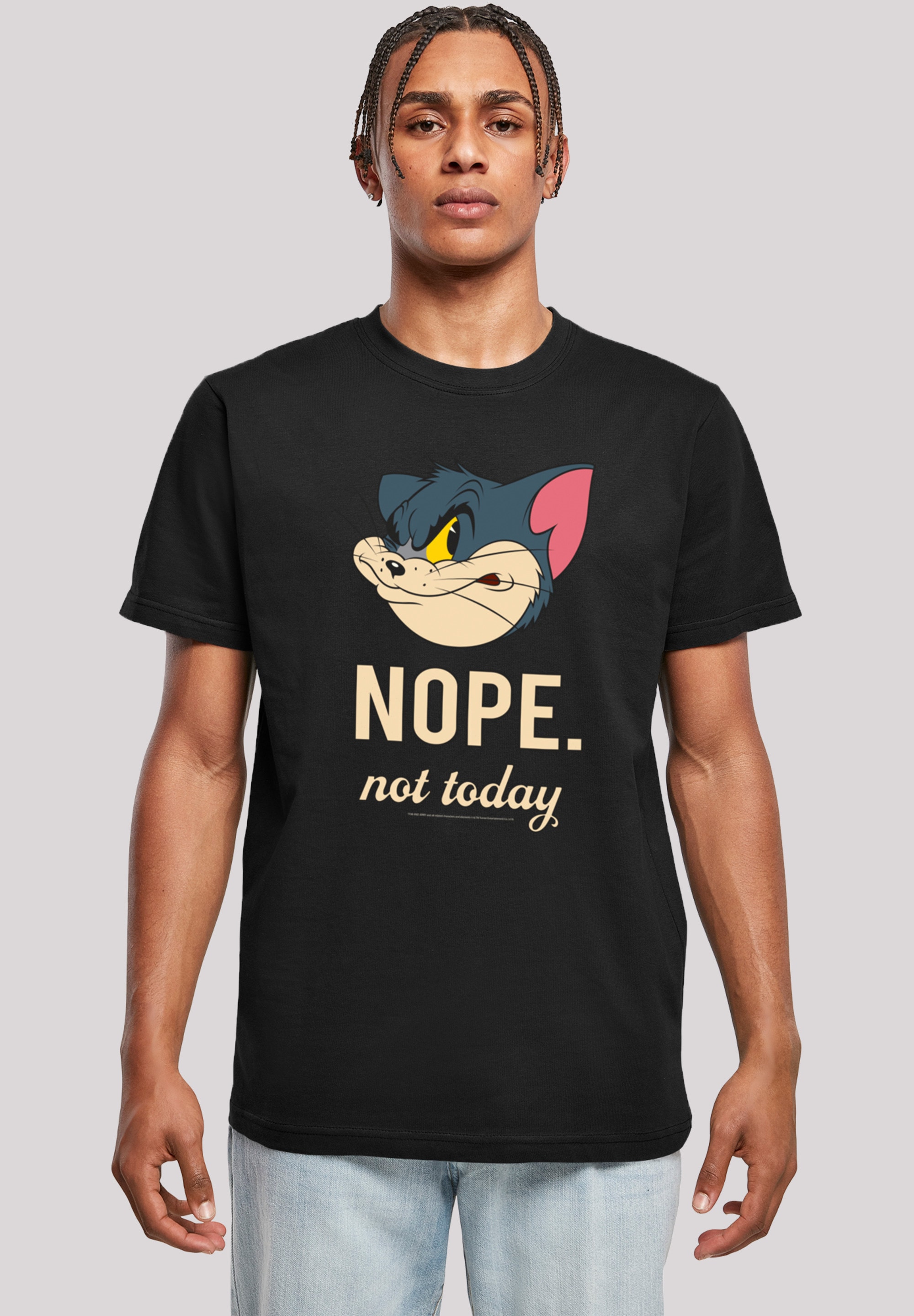 T-Shirt F4NT4STIC "Tom und Jerry Nope Not Today", Damen, Gr. 4XL, schwarz, Obermaterial: 100% Baumwolle, regular fit, Rundhals, ohne Bündchen, Shirts T-Shirt, Herren,Premium Merch,Regular-Fit,Basic,Bedruckt