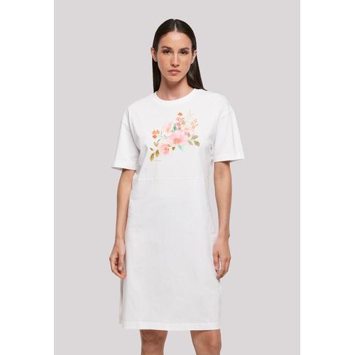 „Shirtkleid F4NT4STIC „“Blumen““ Gr. L, weiß Damen Kleider Freizeitkleider Print“