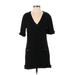 Zara Casual Dress - Mini Plunge Short sleeves: Black Dresses - Women's Size Small