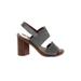 Franco Sarto Heels: Slingback Chunky Heel Boho Chic Gray Print Shoes - Women's Size 6 1/2 - Open Toe