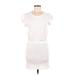 Splendid Casual Dress - Mini Scoop Neck Short sleeves: White Solid Dresses - Women's Size Medium