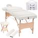 vidaXL 3-Zone Folding Massage Table and Stool Set 3.9" Thick White/Black