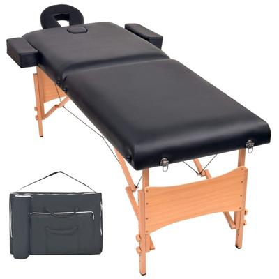 vidaXL 2-Zone Folding Massage Table 3.9" Thick White/Black