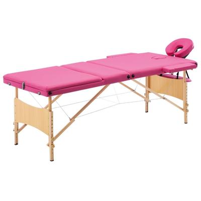 vidaXL Foldable Massage Table 3 Zones Wood