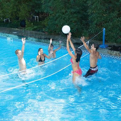 12ft In-Ground Swimming Pool Volleyball Game with Weighted Net Supports - N/A