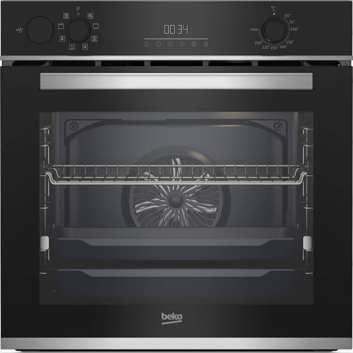 Beko BBIS13300X EEK: A Einbaubackofen, 60 cm breit, 72 L, SteamShine, Multidimensionales Backen, Teleskopauszug, edelstahl Image