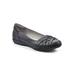 Wide Width Women's Chic Casual Flat by Cliffs in Black Burnished Smooth (Size 9 W)