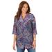Plus Size Women's Pintuck Buttonfront Blouse by Catherines in Royal Navy Outlined Paisley (Size 3XWP)