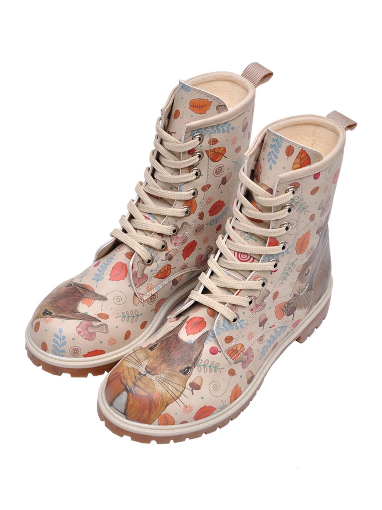 Schnürboots DOGO "Longe Boots Schnürstiefel It Wasn't Me Damen Stiefeletten", Damen, Gr. 40, Normalschaft, braun (beige, braun), Lederimitat, Schuhe Schnürboots, Handgefertigt