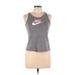 Nike Active Tank Top: Gray Graphic Activewear - Women's Size Large