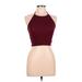 Brandy Melville Tank Top Burgundy Solid Halter Tops