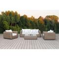 Milo 4-Piece Outdoor and Backyard Wicker Furniture Set with Aluminum Frame with Wicker Coffee Table in Brown - Outsy 0AMI-R02-BR-R