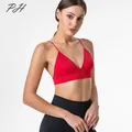 Soutien-gorge Push-Up en Nylon Rouge pour Femme Haut Court Sans Couture Bonnet Triangle Sexy