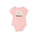 First Impressions Short Sleeve Onesie: Pink Marled Bottoms - Size 6-9 Month
