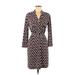 Donna Morgan Casual Dress - Sheath V Neck 3/4 sleeves: Burgundy Dresses - Women's Size 6