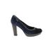 MARTINELLI Heels: Slip On Platform Cocktail Party Blue Solid Shoes - Women's Size 36 - Round Toe