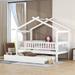 Kids Playhouse Daybed Bed, Wooden Platform Sofa Bed Frame with Trundle