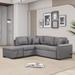 Velvet Sleeper Sectional Sofa 87" L-Shape Corner Couch Sofa-Bed Versatile Upholstered Sofa w/Storage, USB Ports & Power Sockets