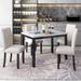 5 Piece Kitchen Dining Set for 4, Modern Rectangular Faux Marble Top Table with Thicken Cushion Chairs for Family