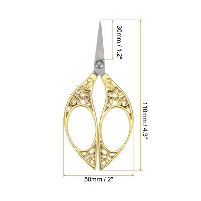 4.3" Stainless Steel Vintage Leaf Style Scissors for Embroidery Sewing