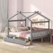 Kids Playhouse Daybed Wooden Storage Platform Bedframe with 2 Drawers