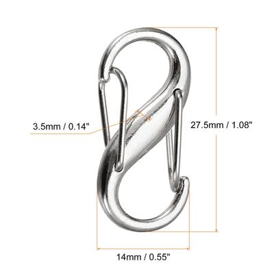 Zipper Clip, 8Pcs Zinc Alloy Dual Opening Zipper Clip Theft Deterrent - 27.5 x 14 x 3.5 mm