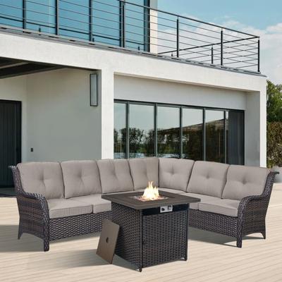 Wicker Outdoor Patio Furniture Sets with Fire Pit Table