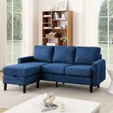 74.8" Convertible Sectional Sofa, L Shaped Upholstered Reversible Sofa w/Storage Ottoman, 3-Seat Stationary Sectional Sofa Couch