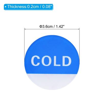 Self Stick Hot/Cold Water Label, Round Shape Signs Red/Blue