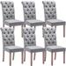 Tufted Dining Chairs Set of 6, Parsons Classic Upholstered Fabric Dining Room Chairs with Wooden Legs and Padded Seat