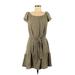 DKNY Casual Dress - A-Line Boatneck Short sleeves: Green Print Dresses - Women's Size 8