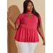 Plus Size Cutout Peplum Knit Top