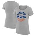 Women's G-III 4Her by Carl Banks Heather Gray Edmonton Oilers City Graphic Sport Fitted Crewneck T-Shirt