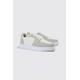 Mens White Faux Leather And Faux Suede Panel Trainer, White