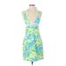 Lilly Pulitzer Casual Dress - Sheath Plunge Sleeveless: Green Print Dresses - Women's Size 0