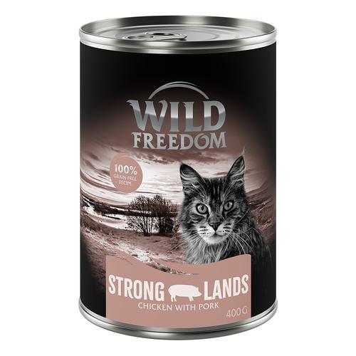 24 x 400g Strong Lands Schwein & Huhn Wild Freedom getreidefreies Katzenfutter nass