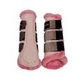 Countrypride EQUIPRIDE HORSE BRUSHING BOOTS OVERREACH BOOTS SPARKLY GLITTER MATERIAL SIZE X LARGE - PONY PINK (Large (FULL))